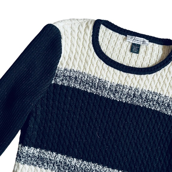 SOLD St. John Sport Knit Ribbed Cable Metallic Cozy Chunky Sweater S - Picture 3 of 8